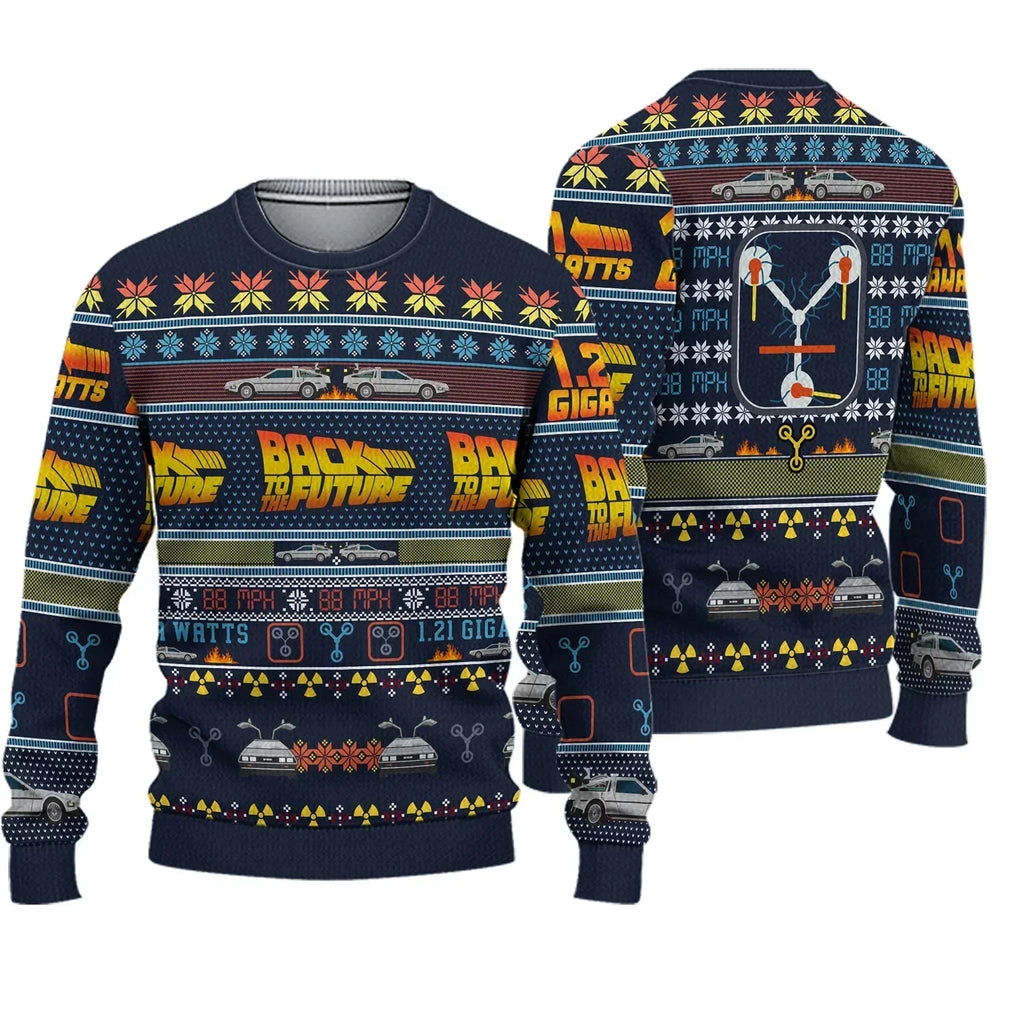 Back to the Future Christmas Jumper | DeLorean Time Machine Xmas Sweater