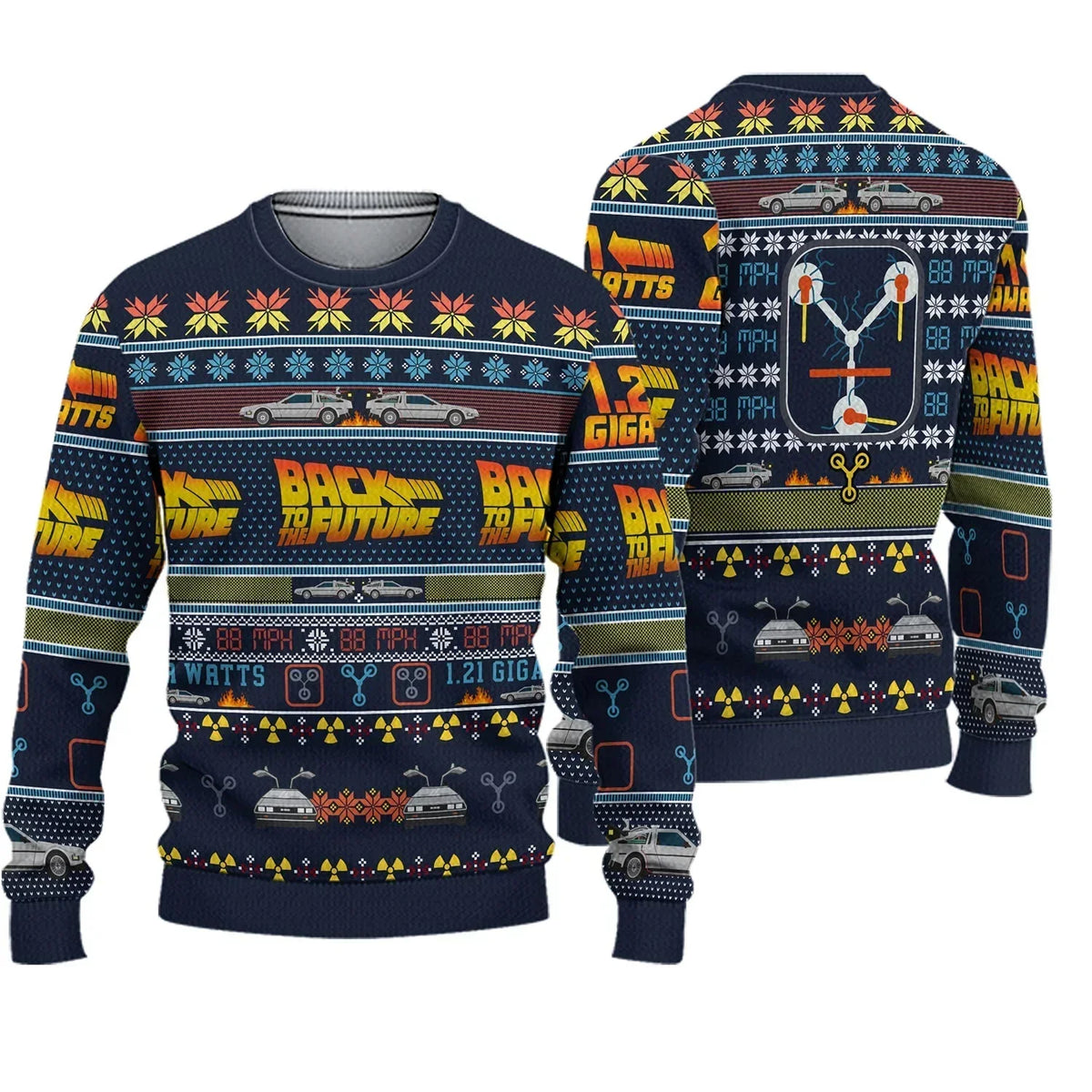 Back to the Future Christmas Jumper | DeLorean Time Machine Xmas Sweater