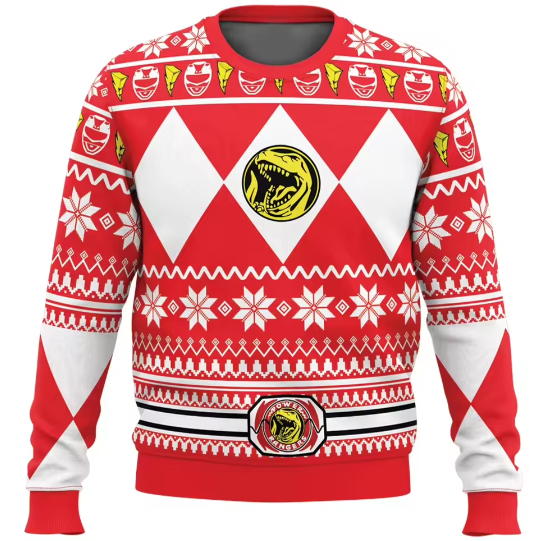 Power Rangers Christmas Jumper | Mighty Morphin Festive Sweater | All Colours