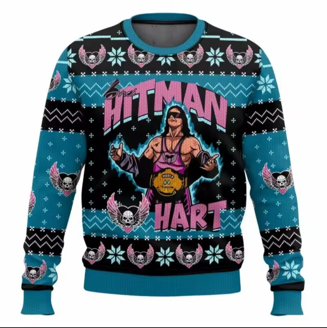 Bret "Hitman" Hart Christmas Jumper | WWE Wrestling Xmas Sweater