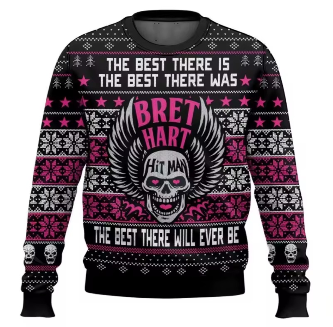 Bret "Hitman" Hart Christmas Jumper | WWE Wrestling Xmas Sweater